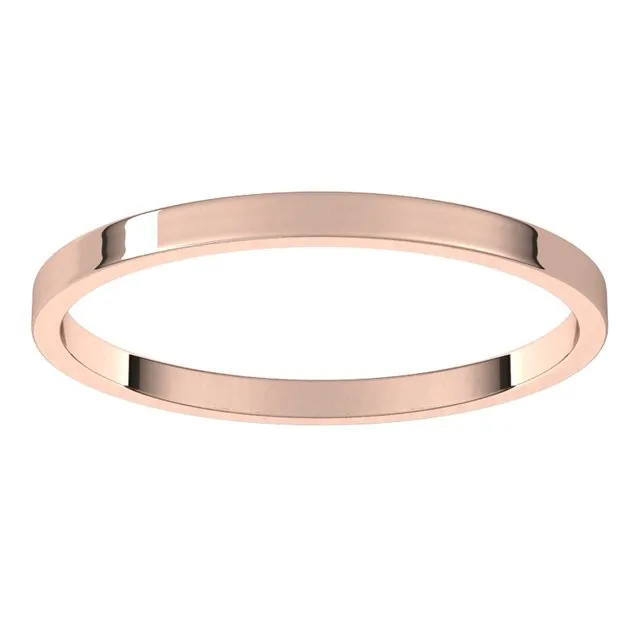 10K Rose Gold Flat Ultra-Light Wedding Band, 1.5 mm Wide