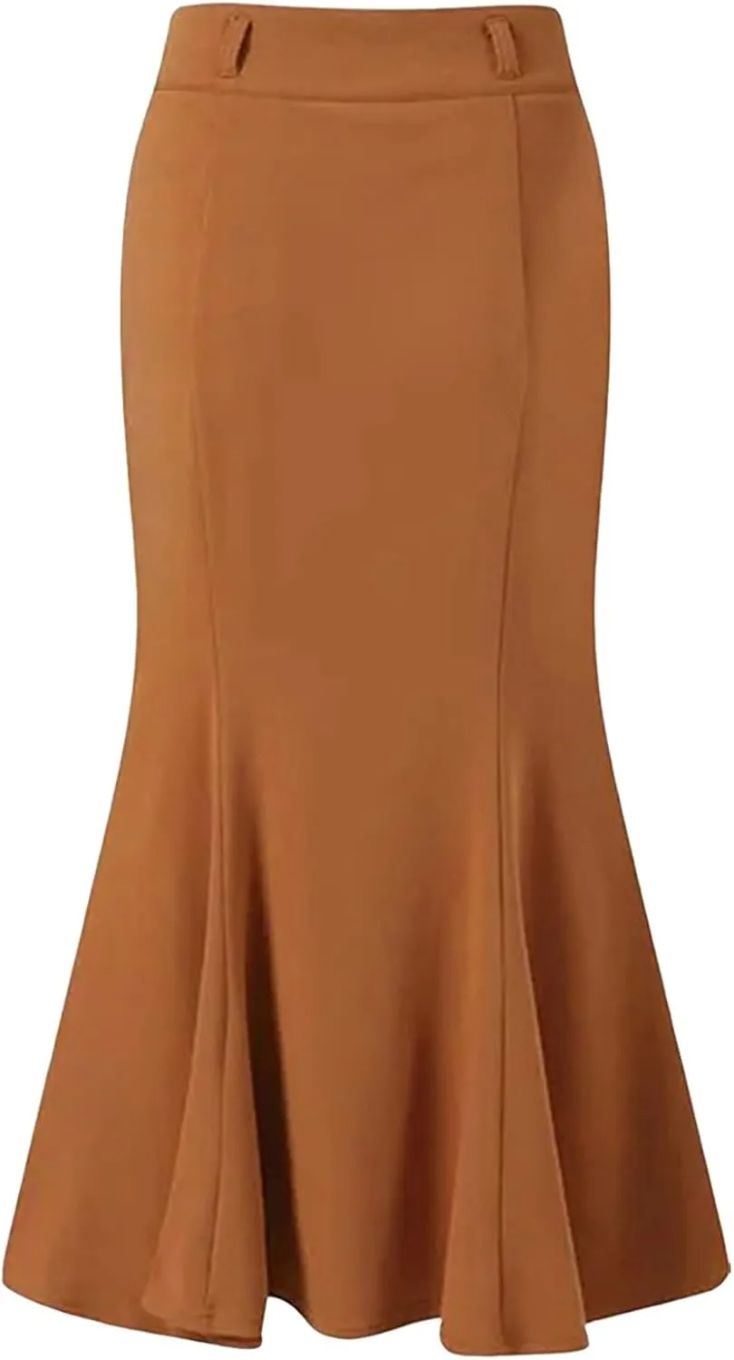 cooki Skirts for Women Trendy 2025 Summer Casual High Waisted Slim Maxi Skirts Cocktail Party Wedding A-Line Long Skirts
