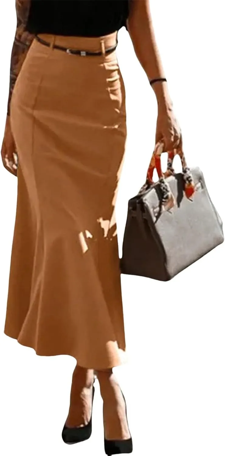 cooki Skirts for Women Trendy 2025 Summer Casual High Waisted Slim Maxi Skirts Cocktail Party Wedding A-Line Long Skirts