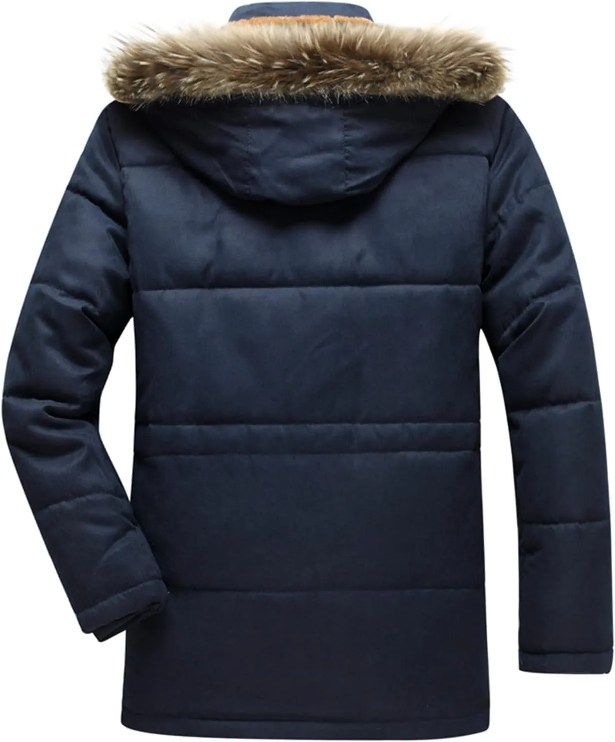 Fleece Lined for Men Solid Fur Collar Full Zip Tactical Military Hunting Jacket with Pockets Winter Warm Outwears