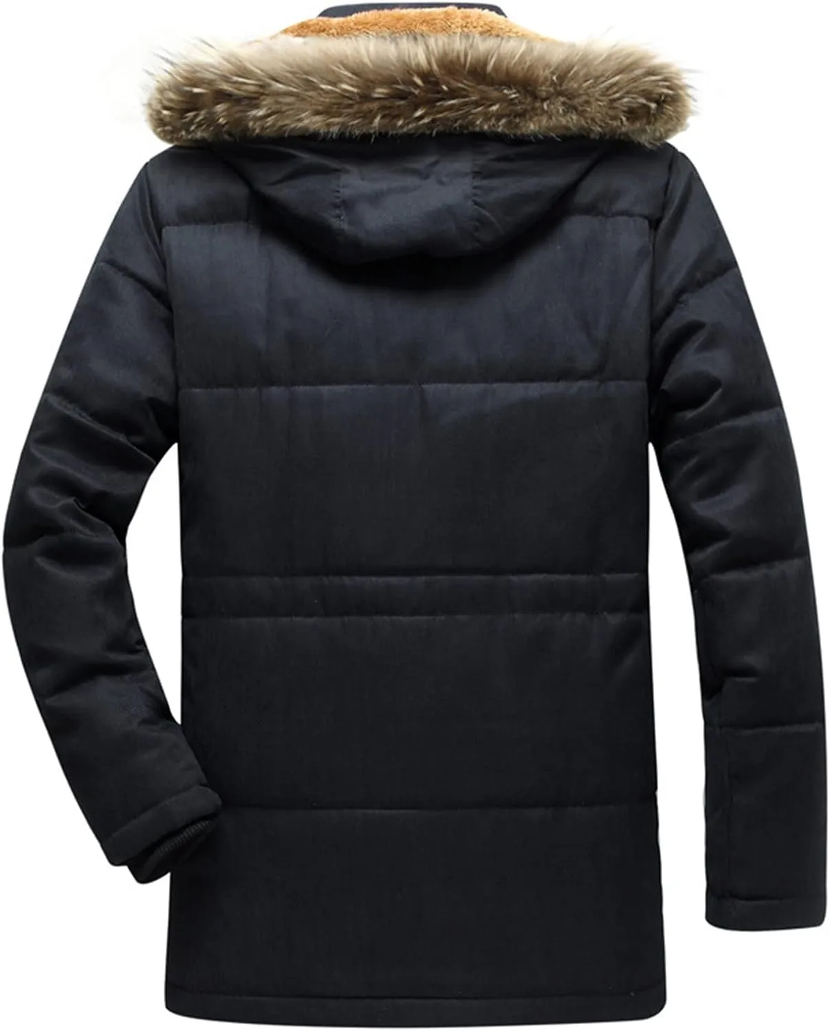 Fleece Lined Parka Jacket for Men Zip Up Hooded Padded Jacket Big and Tall Thicken Puffer Coat Warm Military Jackets