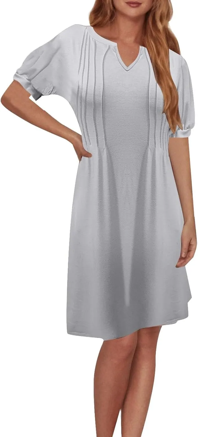 Hawaiian Dresses for Women Comfy Trendy Puff Short Sleeve Mid Length Going Out Dresses Wedding Classy Cowgirl Outfits