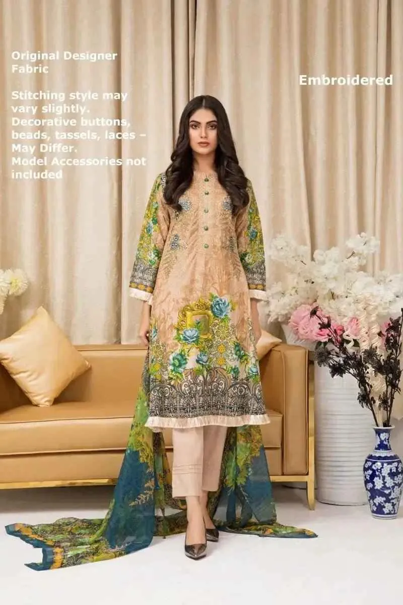 IshDeena Pakistani Dresses for Women Ready to Wear Salwar Kameez Ladies Suit - 3 Piece (Extra Small, Apricot - Embroidery Vol3)