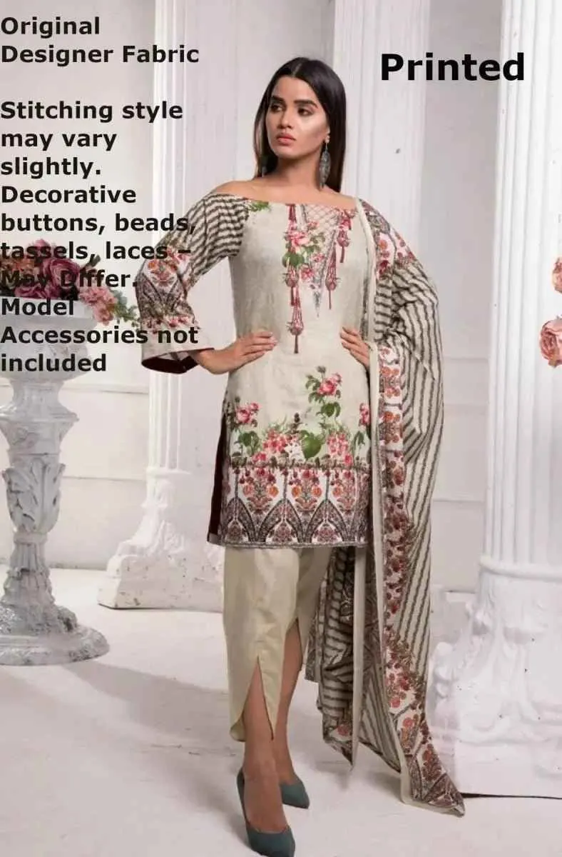 IshDeena Pakistani Dresses for Women Ready to Wear Salwar Kameez Ladies Suit - 3 Piece (Extra Small, Beige - Printed-Vol3)