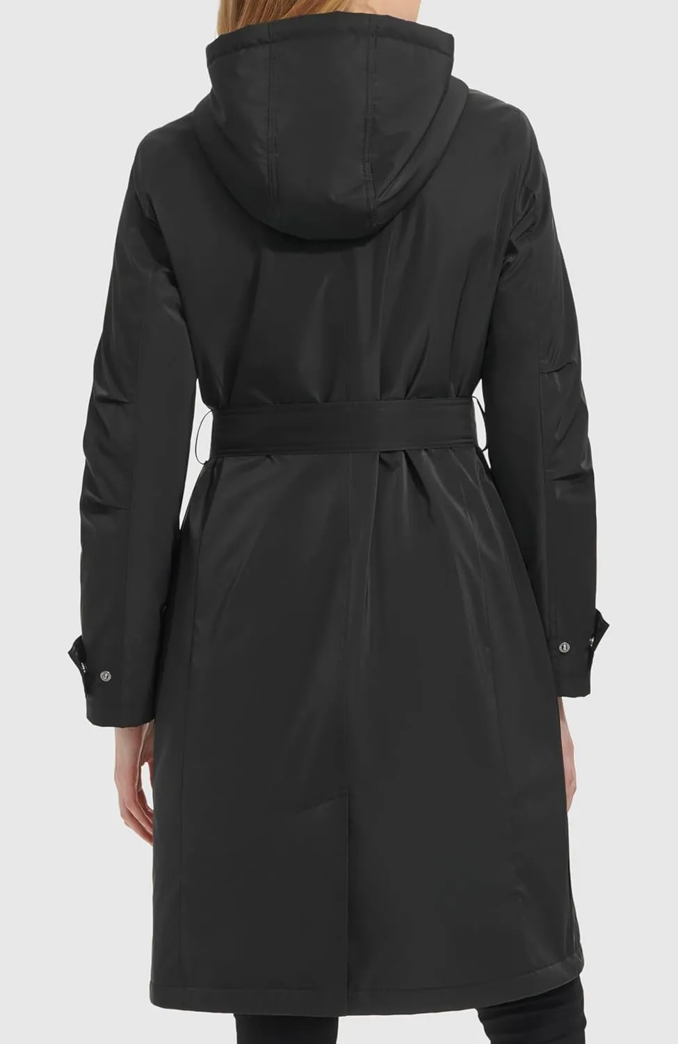 Kenneth Cole Women's Belted Sleeker Midweight Coat with Attached Hood