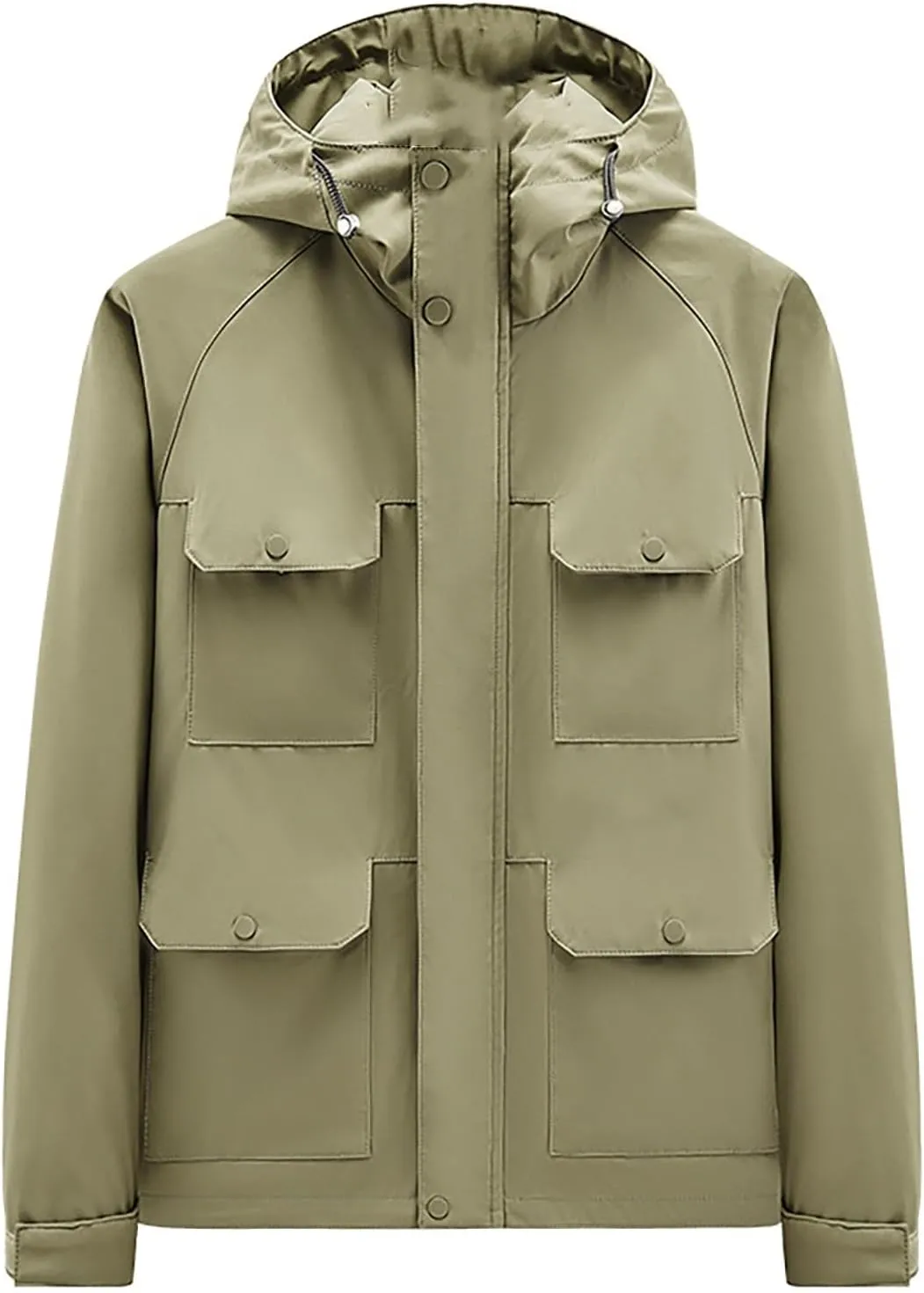 Mens Lightweight Windbreaker Jacket Windproof Hooded Military Rain Jackets with Flap Pockets Outdoor Cargo Coats
