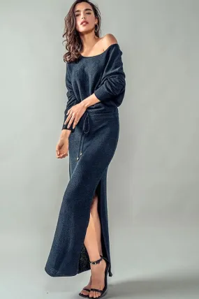 One Off Shoulder Maxi Rib Dress