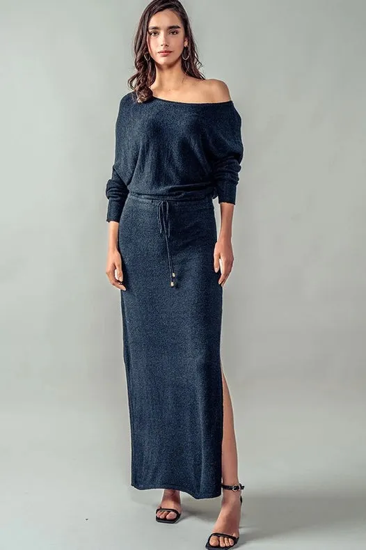 One Off Shoulder Maxi Rib Dress