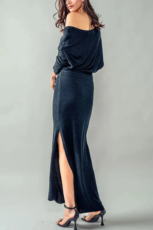 One Off Shoulder Maxi Rib Dress