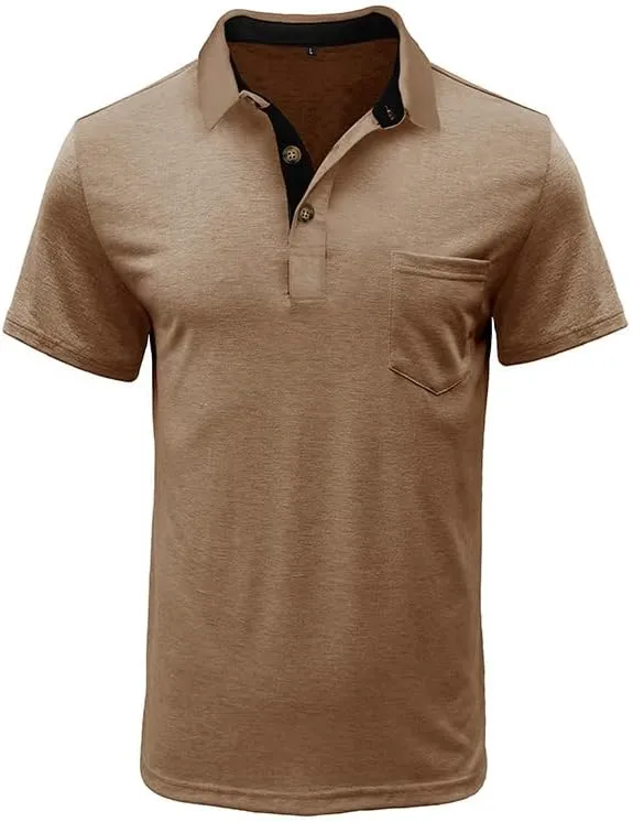 SEGANUP Men's Fashion Polo Shirts Short Sleeve Casual Cotton Golf Shirts Moisture Wicking Polo Shirt with Pocket