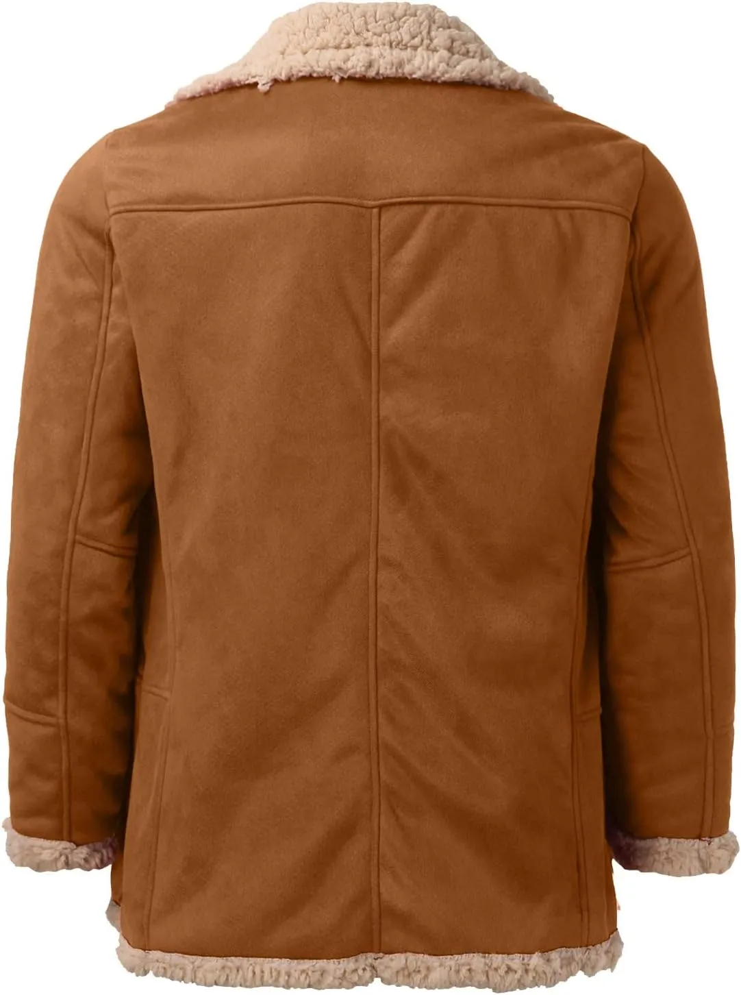 Sherpa Lined Trucker Jackets for Men Faux Suede Bomber Jacket with Fur Collar Button Down Winter Jackets Aviator Coat