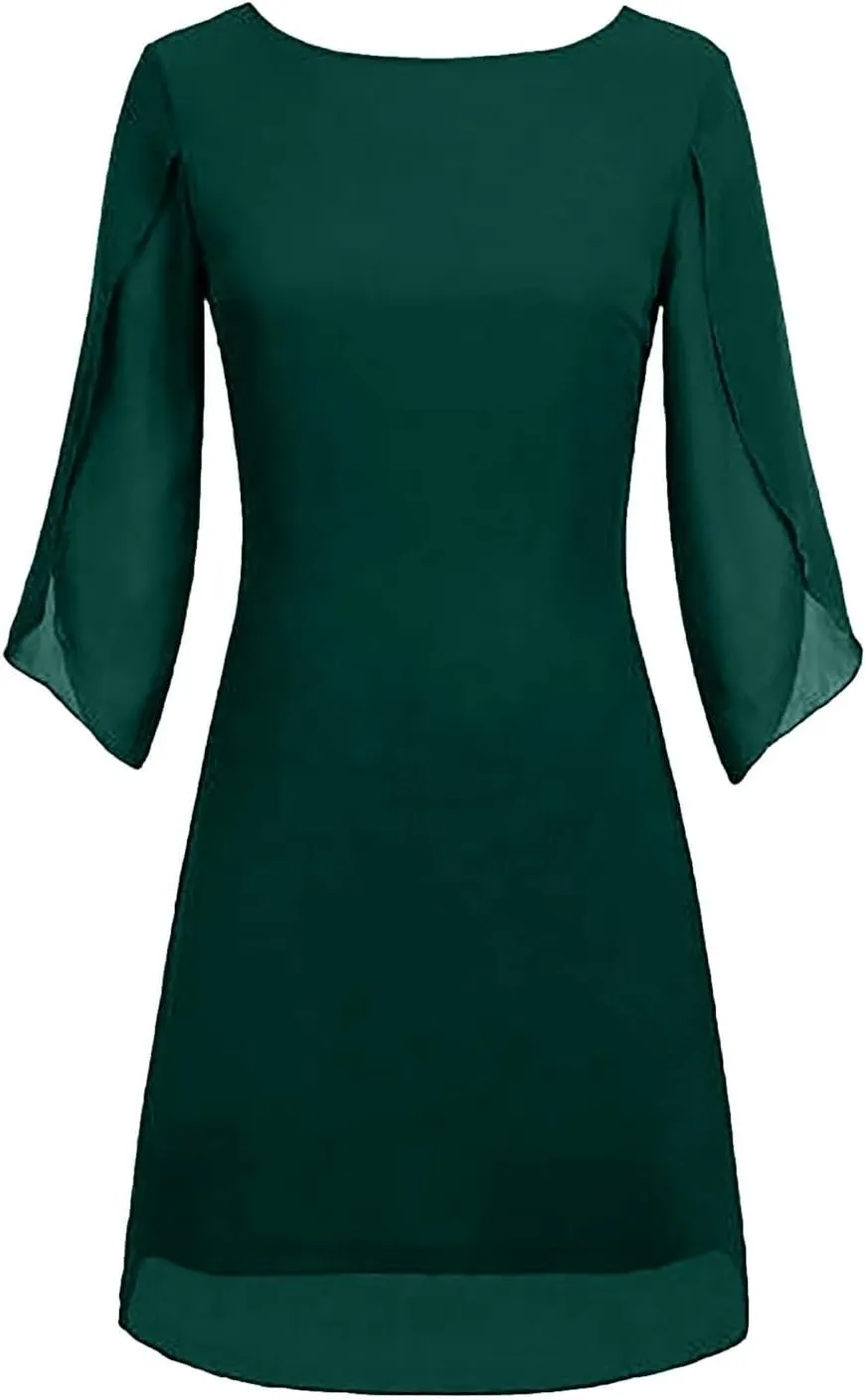 Summer Dresses for Women 2025 Fashion Lounge Swing Sleeve Beach Midi Chiffon Dress Vacation Rave Outfits for Women