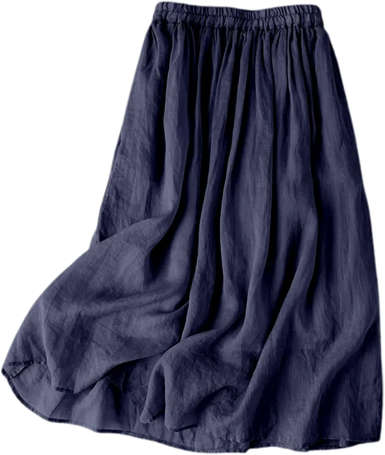 Women Linen Maxi Skirt Elastic Waist Flowy Peasant Long Skirts Renaissance Boho 2025 Summer Vacation A-Line Skirt