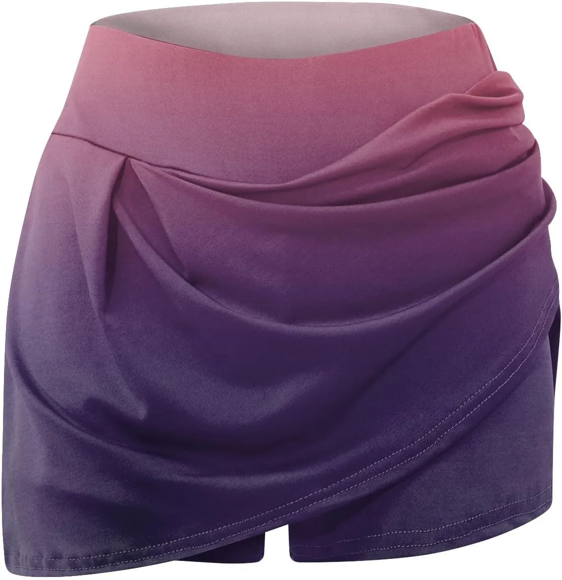 Women's Summer Athletic Loose Trendy Quick Dry Elastic High Waist Color Gradient Yoga Fitness Tennis Skirts 2025, S-5XL