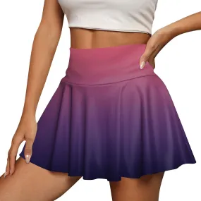 Women's Summer Athletic Loose Trendy Quick Dry Elastic High Waist Color Gradient Yoga Fitness Tennis Skirts 2025, S-5XL