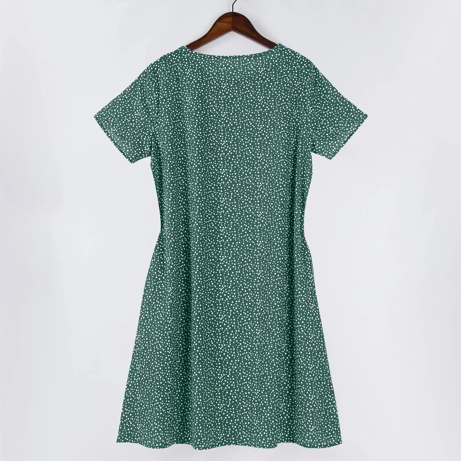 Women's Summer Floral Sundresses with Pockets, Loose Fit Short Sleeve Round Neck Knee Length Boho Beach Dress