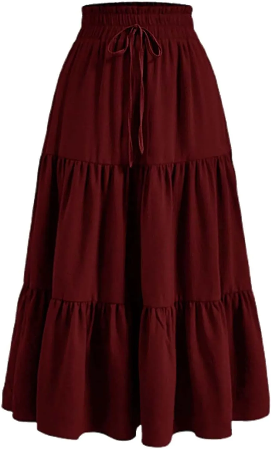 Womens Summer Maxi Skirt Flowy Elastic High Waist Pleated A-Line Skirts Boho Tiered Beach Long Skirts 2025 Trendy