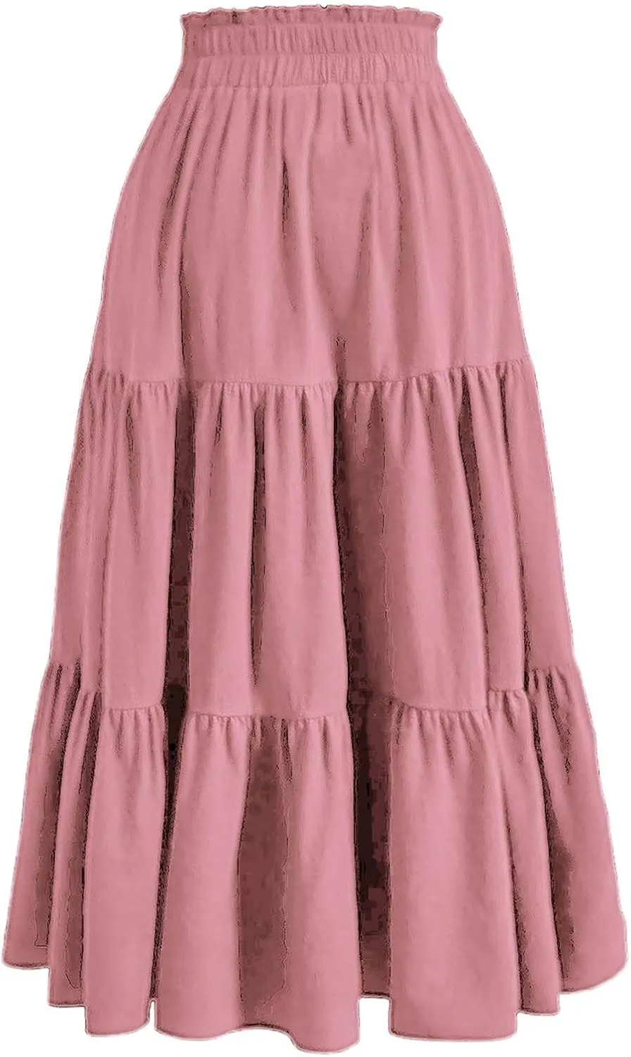 Womens Summer Maxi Skirt Flowy Elastic High Waist Pleated A-Line Skirts Boho Tiered Beach Long Skirts 2025 Trendy