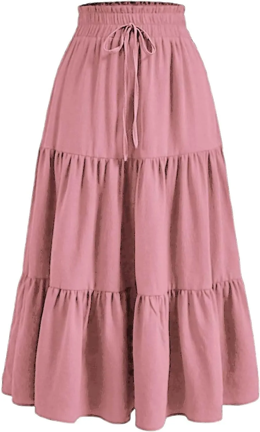 Womens Summer Maxi Skirt Flowy Elastic High Waist Pleated A-Line Skirts Boho Tiered Beach Long Skirts 2025 Trendy